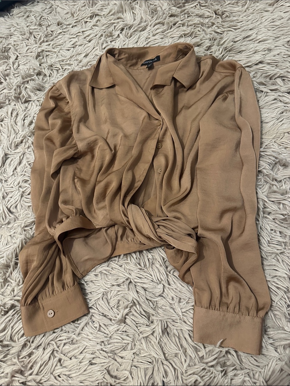 Express brown button down with tie